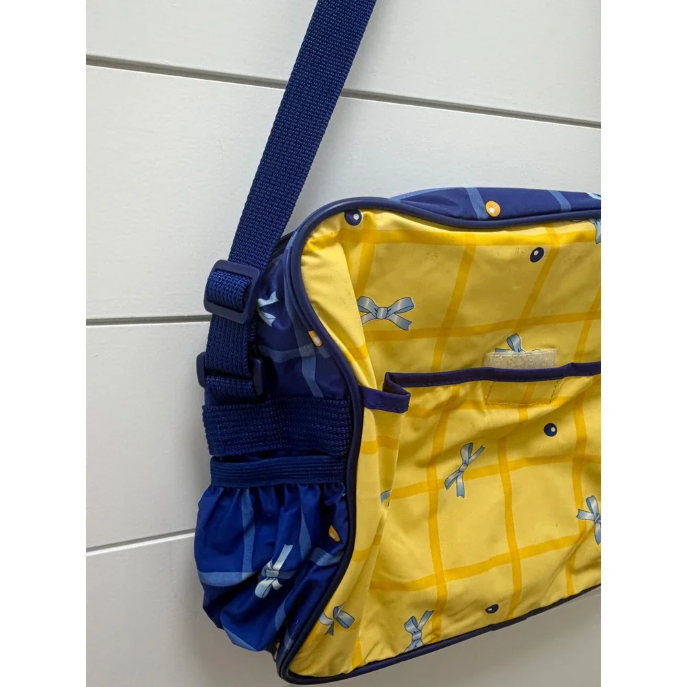 Vintage Peter Rabbit yellow plaid with blue bows baby diaper bag